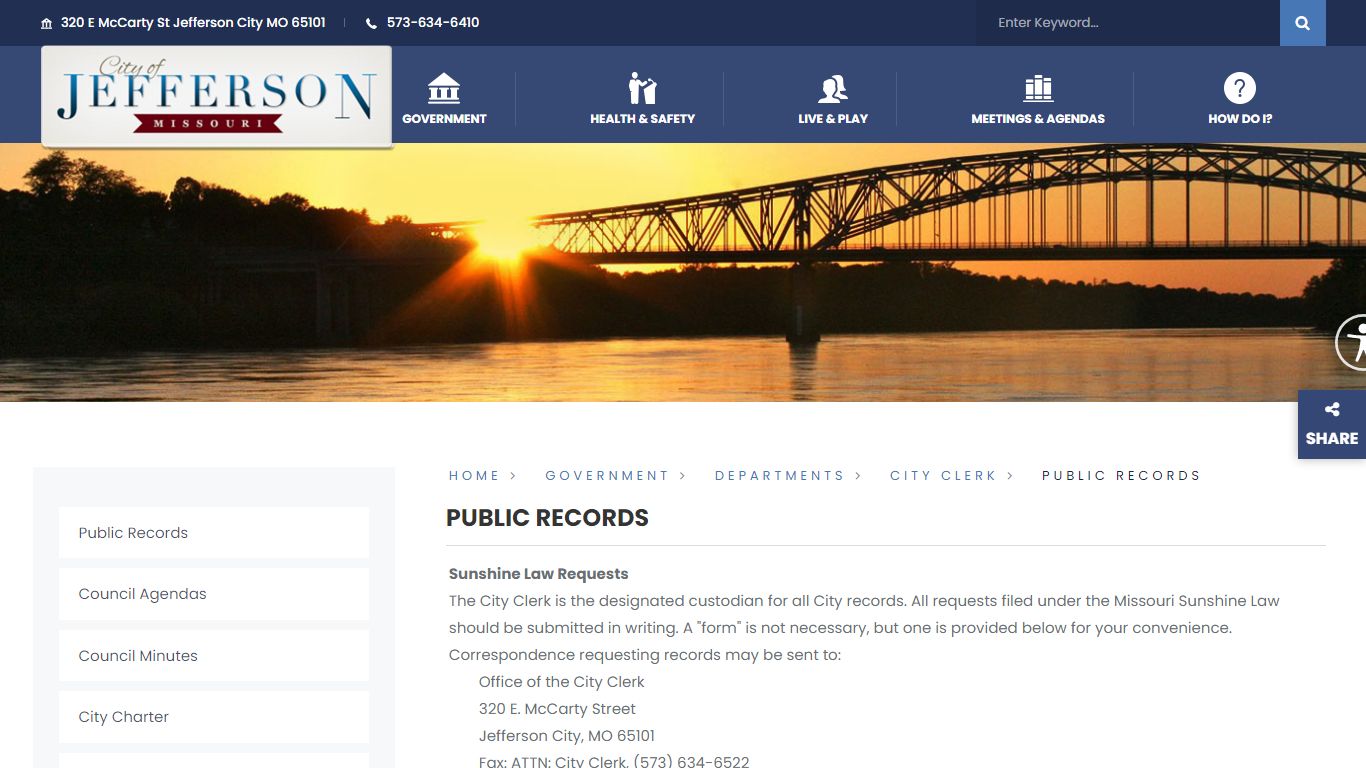 Public Records - Jefferson City, Missouri